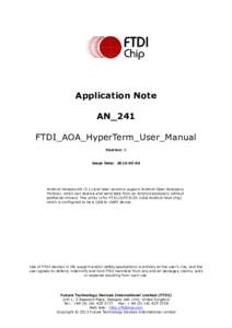 Application Note AN_241 FTDI_AOA_HyperTerm_User_Manual Version1.0  Issue Date: [removed]
