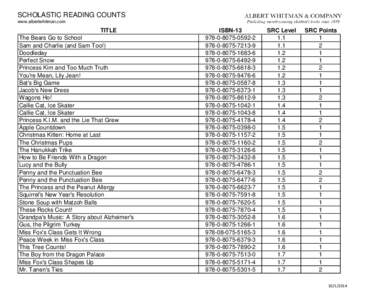 Albert Whitman Scholastic Reading Counts Reading Levels