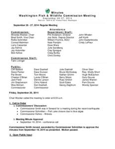 Minutes Washington Fish & Wildlife Commission Meeting September 26-27, 2014 Red Lion[removed]N. 20 t h Avenue Pasco, Washington