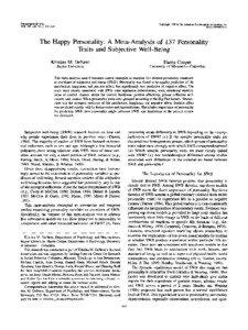 Human behavior / Subjective well-being / Big Five personality traits / Revised NEO Personality Inventory / Neuroticism / Trait theory / Negative affectivity / Positive affectivity / Conscientiousness / Personality traits / Mind / Personality