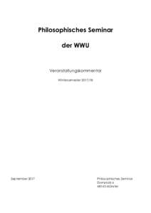 Philosophisches Seminar der WWU Veranstaltungskommentar Wintersemester