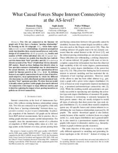 1  What Causal Forces Shape Internet Connectivity at the AS-level? Hyunseok Chang