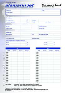 Test report, Speed © Alamarin-Jet Oy Customer: Date: