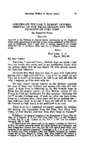 LIEUTENANT WILLIAM E. BURNET LETTERS : REMOVAL OF THE TEXAS INDIANS AND THE FOUNDING O F FORT COBB By Raymond Estep Part I11 Part III of the Wfftiunr B. B r m t €&era wntributed by Dr. Raymond
