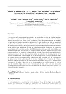 COMPORTAMIENTO Y EVOLUCIÓN DE UNA BARRERA GEOQUÍMICA EXPERIMENTAL RÍO AGRIO - AZNALCOLLAR - ESPAÑA