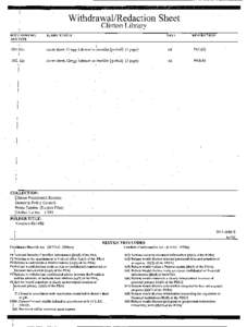 Withdrawal/Redaction Sheet Clinton Library DOCUMENT NO. AND TYPE