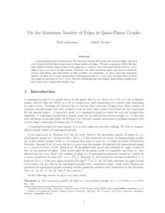 On the Maximum Number of Edges in Quasi-Planar Graphs Eyal Ackerman ∗  G´abor Tardos