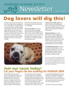 HAWAIIAN HUMANE SOCIETY  Newsletter Sept. – Nov. 2009