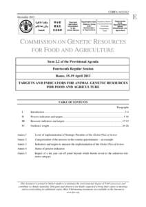 Targets and indicators for animal genetic resources for food and agriculture