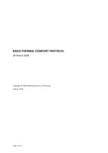 BASIX THERMAL COMFORT PROTOCOL 28 March 2009 Copyright © 2009 NSW Department of Planning Sydney, NSW