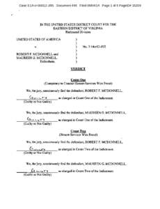 Case 3:14-cr[removed]JRS Document 495 Filed[removed]Page 1 of 5 PageID# [removed]IN THE UNITED STATES DISTRICT COURT FOR THE EASTERN DISTRICT OF VIRGINIA Richmond Division UNITED STATES OF AMERICA