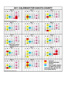 2011 CALENDAR FOR DAKOTA COUNTY Dec-10 W T[removed][removed]