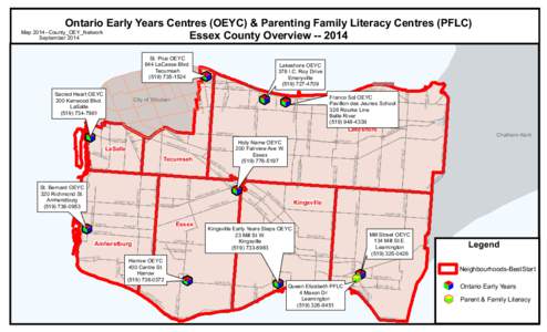 Ontario Early Years Centres (OEYC) & Parenting Family Literacy Centres (PFLC) Essex County Overview[removed]Map[removed]County_OEY_Network September 2014