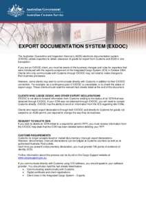 Export documentation system (EXDOC)