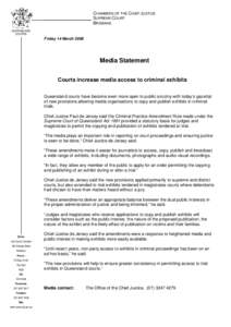 Media Release Chief Justice 14 March 2008