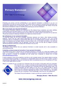 Privacy Statement  Privacy Statement Interact Injury Management The Interact Group