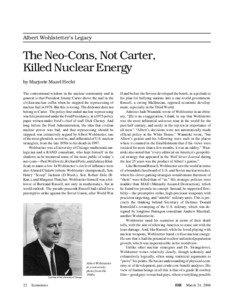 Albert Wohlstetter’s Legacy  The Neo-Cons, Not Carter,