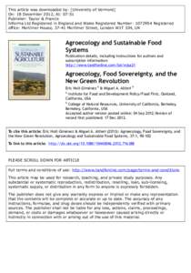 Agroecology, Food Sovereignty, and the New Green Revolution