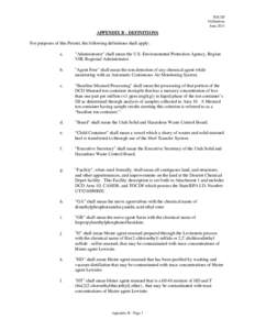 Organochlorides / Waste / Tooele Chemical Agent Disposal Facility / Lewisite / Sulfur mustard / Resource Conservation and Recovery Act / Hazardous waste / Municipal solid waste / Deseret Chemical Depot / Chemistry / Chemical warfare / Blister agents