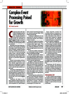 Indu s t ry T rends  Complex-Event Processing Poised for Growth 	 Neal Leavitt