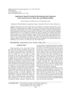 Middle-East Journal of Scientific Research[removed]): [removed], 2013 ISSN[removed] © IDOSI Publications, 2013 DOI: [removed]idosi.mejsr[removed]  Application of Image Processing for Determination and Comparison