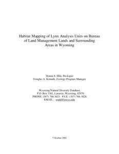 Habitat Mapping of Lynx Analysis Units on Bureau of Land Management Lands and Surrounding