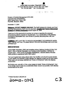 James We//s Associates / SleepSafe‘MBeds 101 North MarMe Avenue, Auburn, New York[removed]Ph: [removed]Fax: [removed]Division of Dockets Management (HFA-305) Food and Drug AdmMstratior)