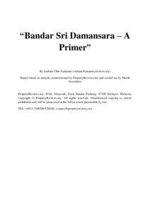 “Bandar Sri Damansara – A Primer” By Sarbani Chik Sulaiman ([removed])