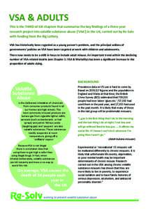 VSA & ADULTS This is the THIRD of SIX chapters that summarise the key findings of a three-year research project into volatile substance abuse (‘VSA’) in the UK, carried out by Re-Solv with funding from the Big Lotter