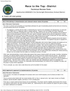 Technical Review Form  Race to the Top - District Technical Review Form Application #0960AZ-2 for Cartwright Elementary School District A. Vision (40 total points)