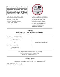 Pursuant to Ind. Appellate Rule 65(D), this Memorandum Decision shall not be regarded as precedent or cited before any court except for the purpose of establishing the defense of res judicata, collateral estoppel, or the