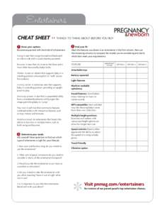 Entertainers PREGNANCY &newborn  CHEAT SHEET >> THINGS TO THINK ABOUT BEFORE YOU BUY