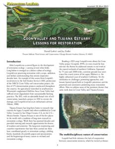 leaflet 29, May[removed]Coon Valley and Tijuana Estuary: Lessons for restoration Google Earth 3D simulation based on the satellite imagery and topography of Coon Valley and Chaseburg, WI