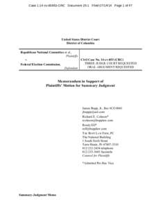 Case 1:14-cv[removed]CRC Document 25-1 Filed[removed]Page 1 of 47  United States District Court District of Columbia Republican National Committee et al., Plaintiffs