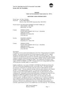 Facility DEC ID: [removed]PERMIT Under the Environmental Conservation Law (ECL) IDENTIFICATION INFORMATION Permit Type: Air Title V Facility