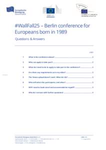 #Wallfall25 – Berlin conference for Europeans born in 1989