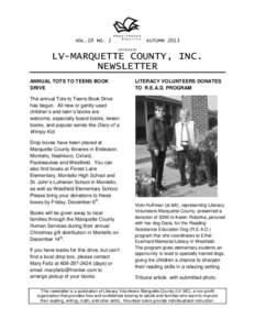 VOL.19 NO. 2  AUTUMN 2013 AFFILIATE  LV-MARQUETTE COUNTY, INC.