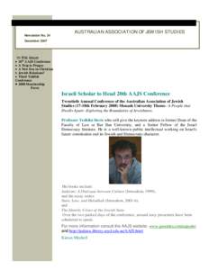 Newsletter No. 34  AUSTRALIAN ASSOCIATION OF JEWISH STUDIES December 2007 S