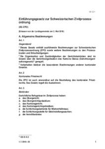 Kanton Glarus 1995 III C/1  Einführungsgesetz zur Schweizerischen Zivilprozessordnung