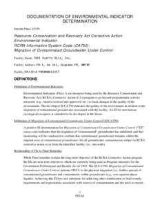 Documentation of Environmental Indicator Determination - TAPI Puerto Rico, Inc., Guayama, PR