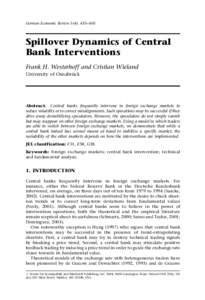 German Economic Review 5(4): 435–450  Spillover Dynamics of Central Bank Interventions Frank H. Westerhoff and Cristian Wieland ¨ ck