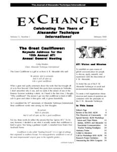 The Journal of Alexander Technique International  E X C HANG E Volume 11, Number 1  Cele