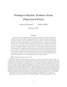 Pricing-to-Market: Evidence From Plant-Level Prices∗ Doireann Fitzgerald† Stefanie Haller‡