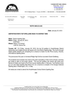 COMMUNITY RELATIONS Mindy Blake - Director [removed] C[removed]O[removed] 701 W. Wetmore Road  Tucson, AZ 85705  ([removed]  TDD[removed]