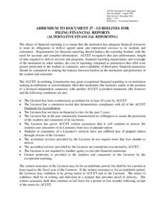 ACCET Document 27 Addendum Date Developed: August 1999 Date Revised: December 2010 Pages: 1 of 2 Pertinent to: Avocational Institutions