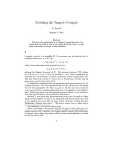 Revisiting the Tangent Groupoid A. Rivero   August 8, 2002