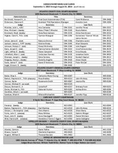 JUDGES/SECRETARIES/LAW CLERKS September 1, 2013 through August 31, 2014 (As of[removed]ATLANTIC COUNTY CIVIL COURTS BUILDING 1201 Bacharach Boulevard  Atlantic City, NJ[removed]Administration Title