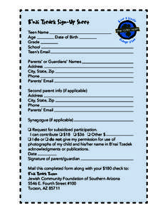 B’nai Tzedek Sign-Up Sheet  e a Little v i G