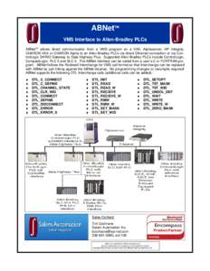 ABNetTM VMS Interface to Allen-Bradley PLCs ABNetTM allows direct communication from a VMS program on a VAX, Alphaserver, HP Integrity, CHARON VAX or CHARON Alpha to an Allen-Bradley PLCs via direct Ethernet connection o