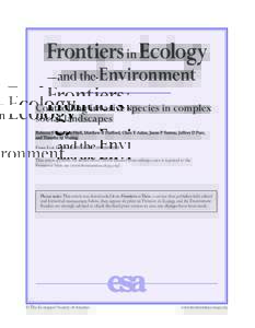 Frontiers in Ecology and the Environment Controlling invasive species in complex social landscapes Rebecca S Epanchin-Niell, Matthew B Hufford, Clare E Aslan, Jason P Sexton, Jeffrey D Port, and Timothy M Waring